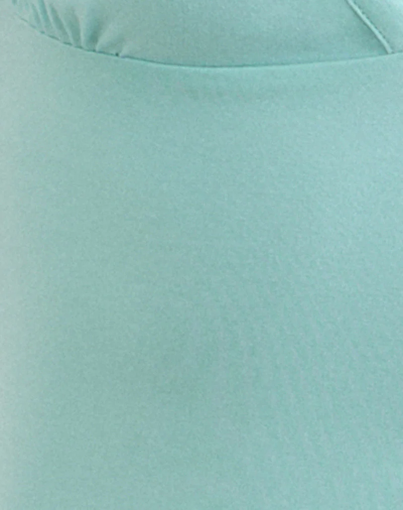 Emberly Plunge Top in Rayon Jersey Aqua - Image 5