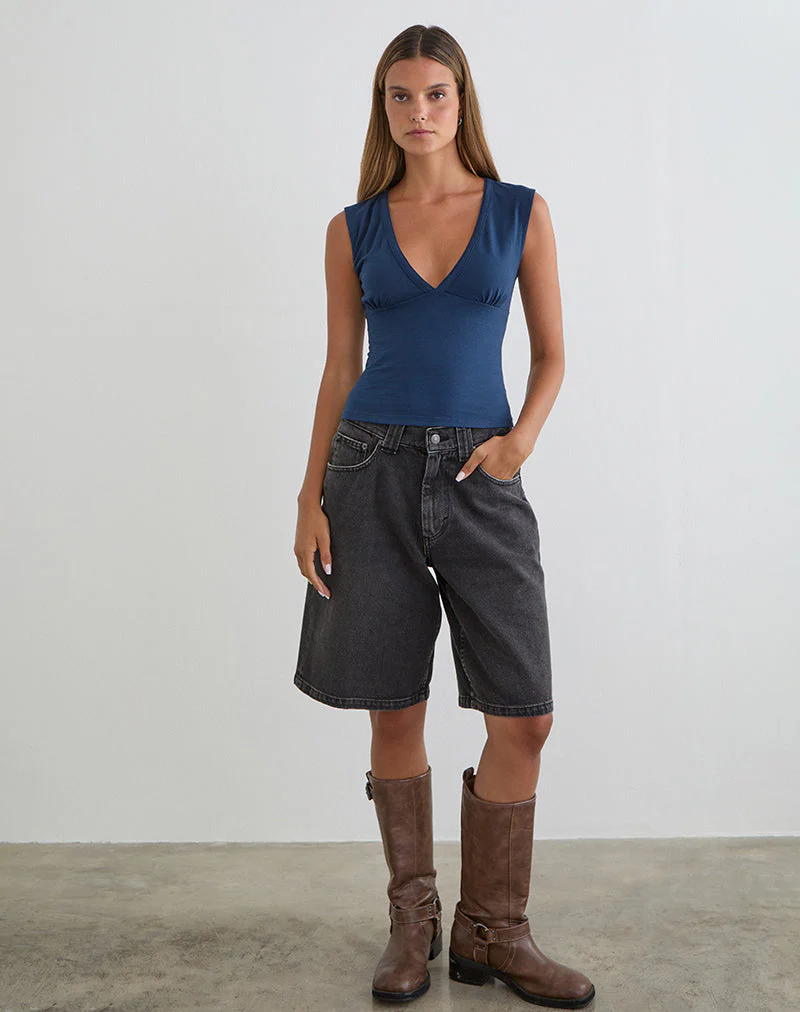 Emberly Plunge Top in Navy - Image 4