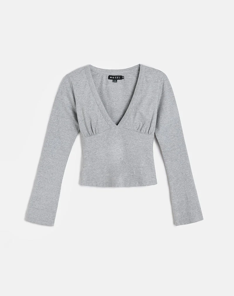 Emesy Long Sleeve Top in Grey Marl - Image 2