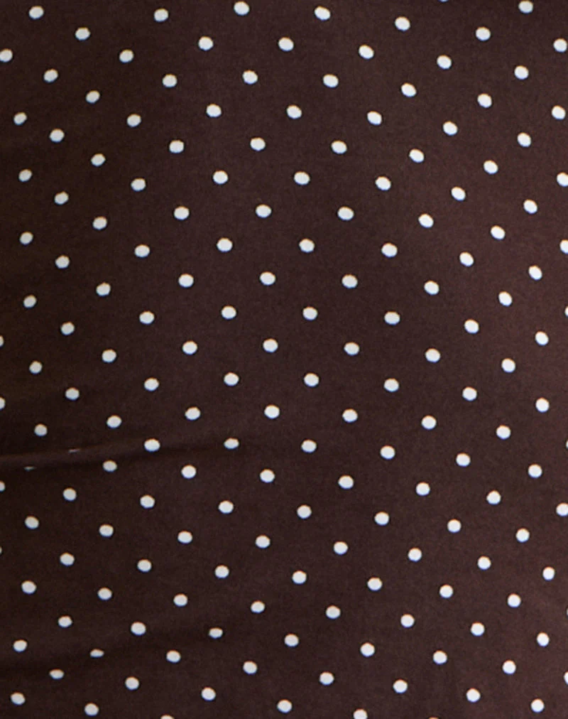Emesy Long Sleeve Top in Micro Polka Brown - Image 6
