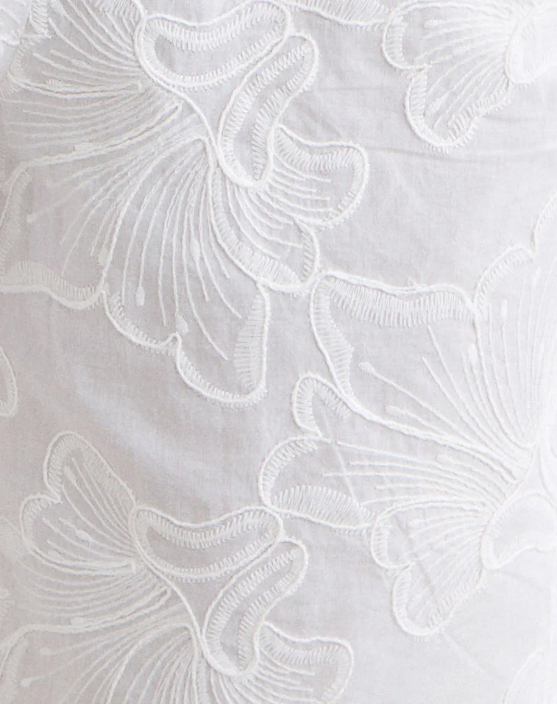 Ennea Longline Short in Broderie White - Image 6