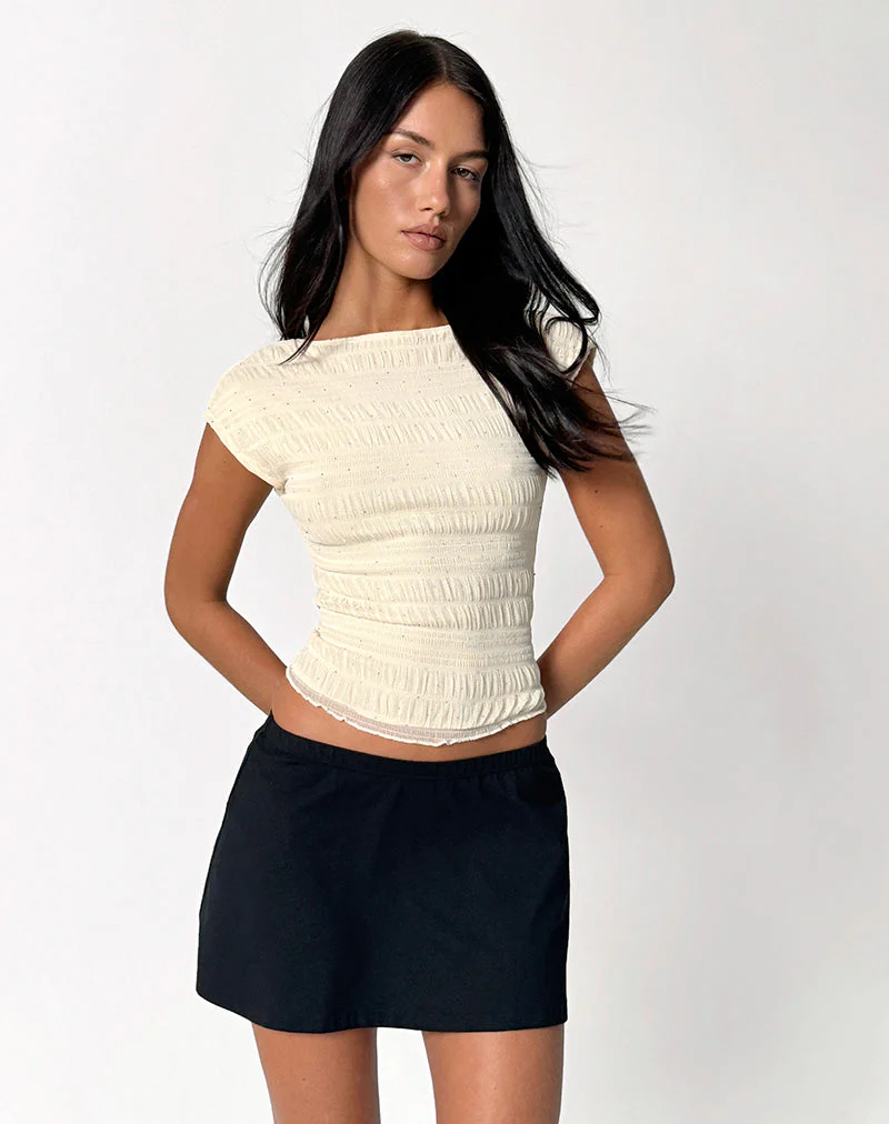 Erika Backless Top in Sequin Mesh Ivory - Image 5