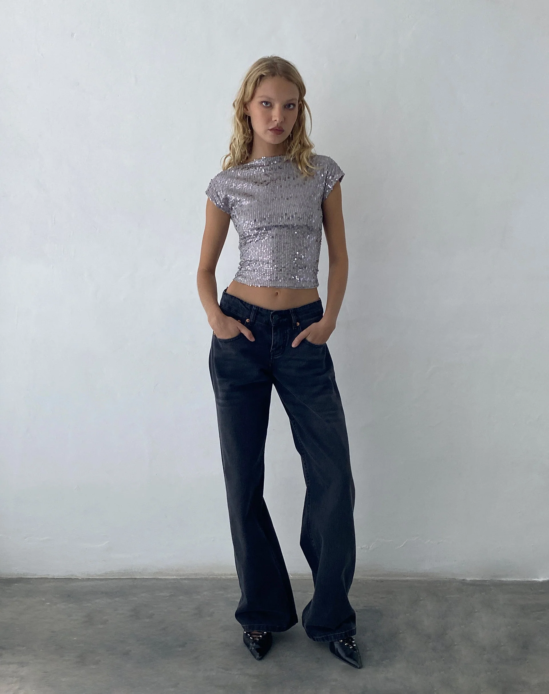 Erika Backless Top in Silver Sequin - Image 4