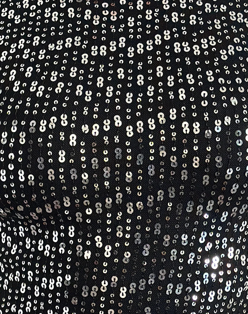 Erika Backless Top in Black Gauzy Sequin - Image 7