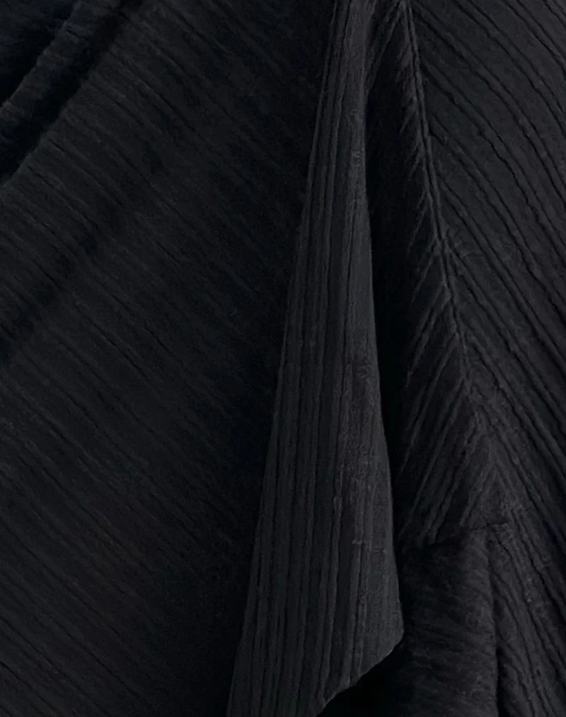 Esmeray Midi Skirt in Sheer Diagonal Knit Black - Image 6