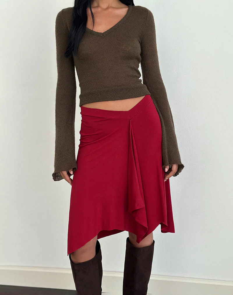 Esmeray Midi Skirt in Adrenaline Red - Image 3