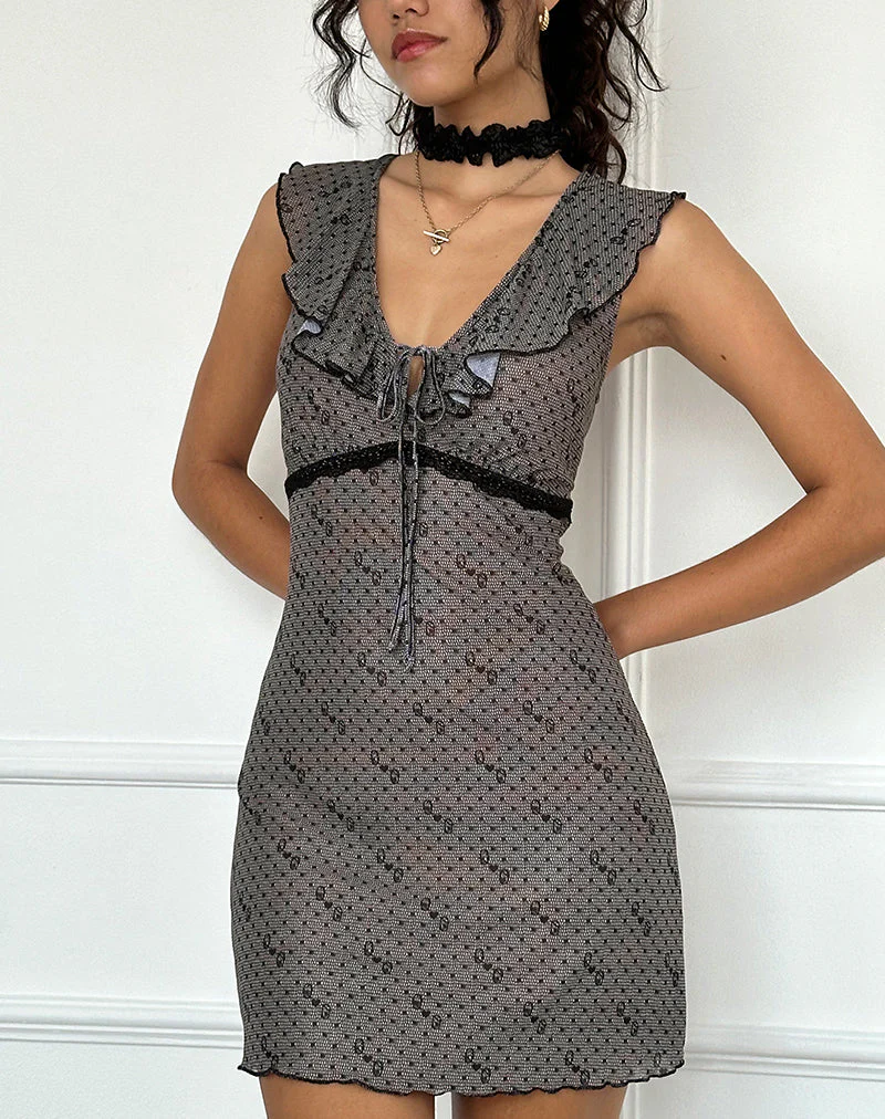 Esther Mesh Mini Dress in Queen of Heart Print - Image 4