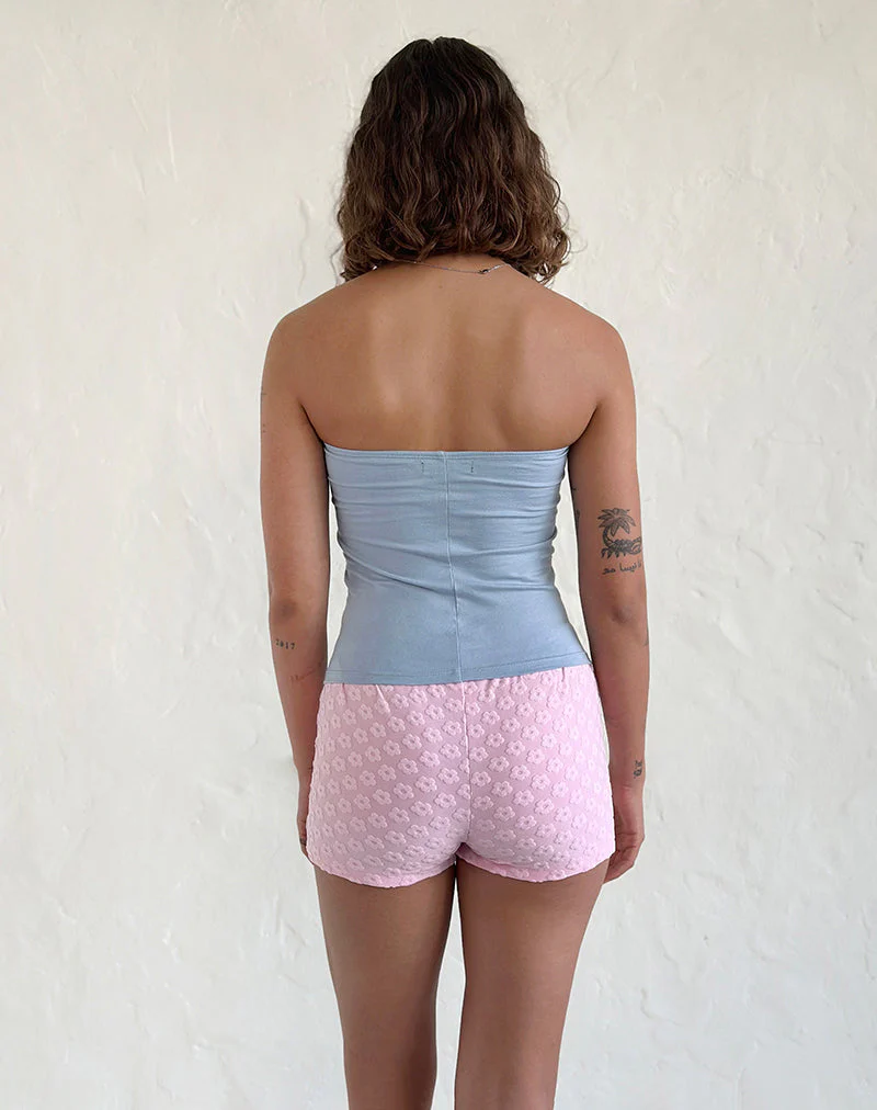 Eunia Micro Shorts in Mini Floral Terry Pink - Image 4