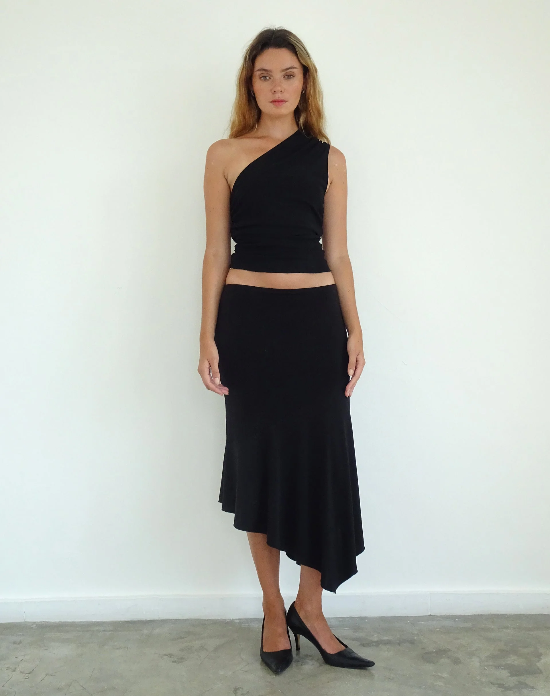 Evelina One Shoulder Top in Black Mesh - Image 5