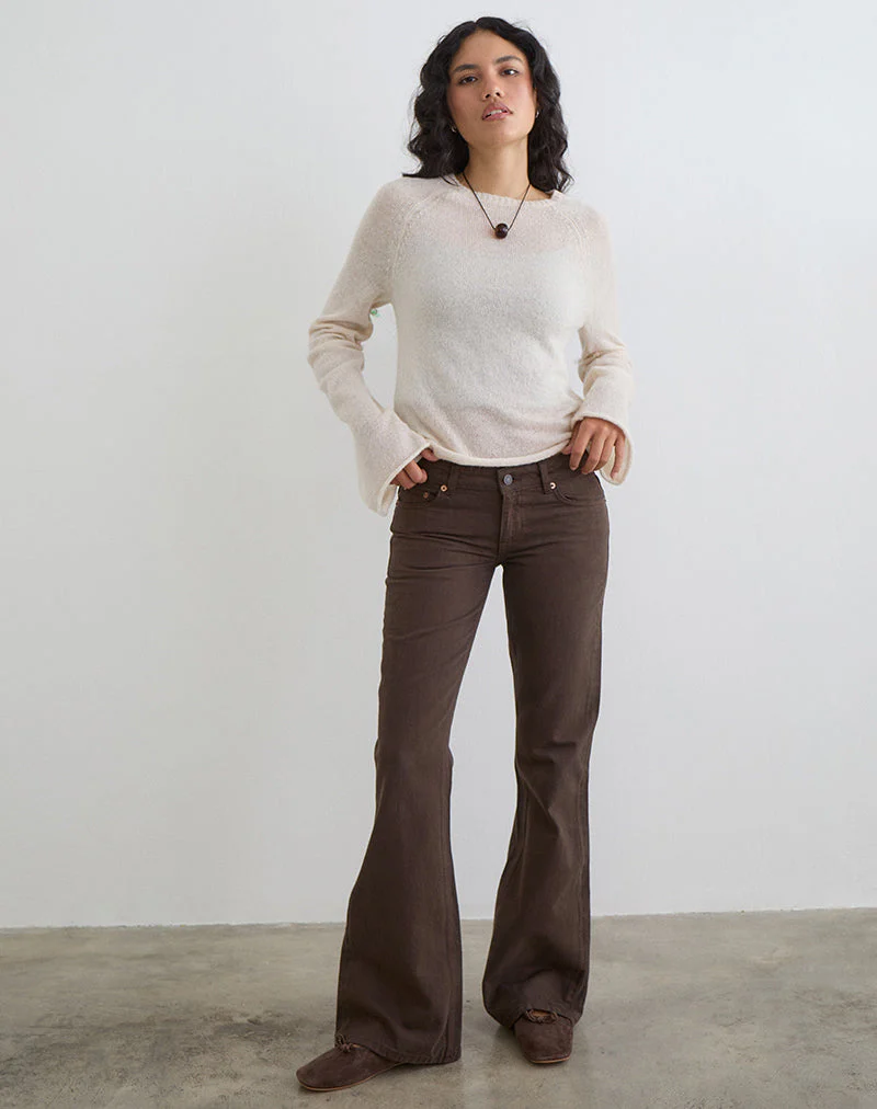 Extra Low Rise Flare Jeans in Dark Chocolate - Image 4