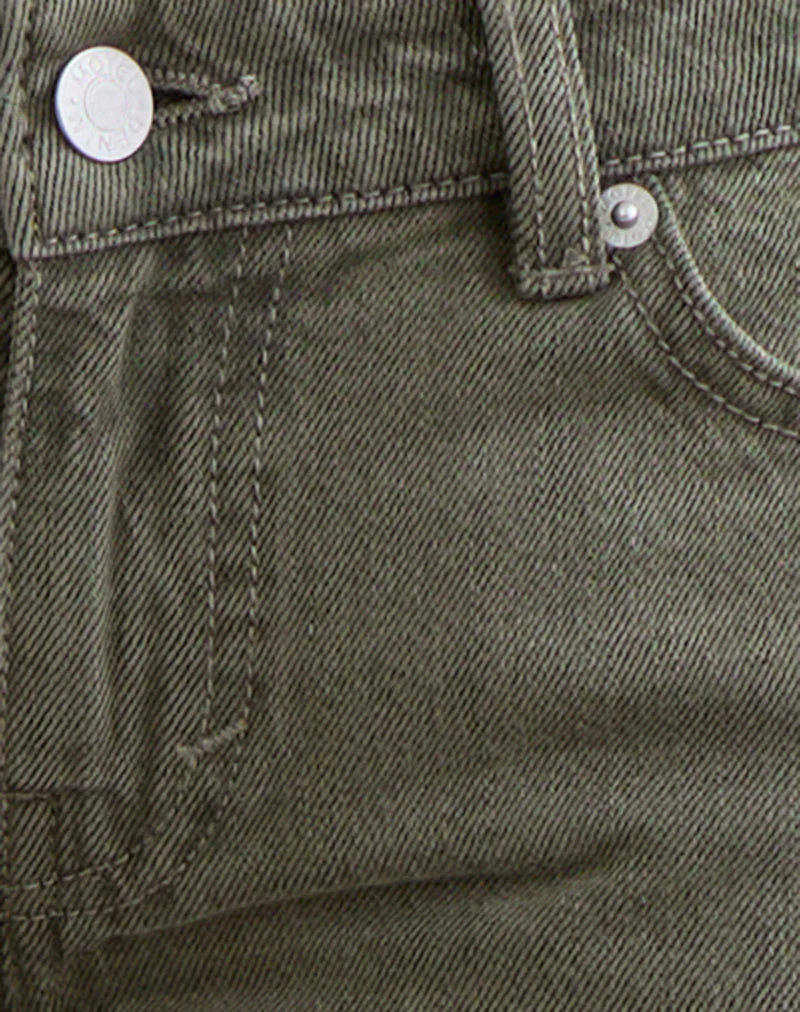 Extra Low Rise Flare Jeans in Olive - Image 7