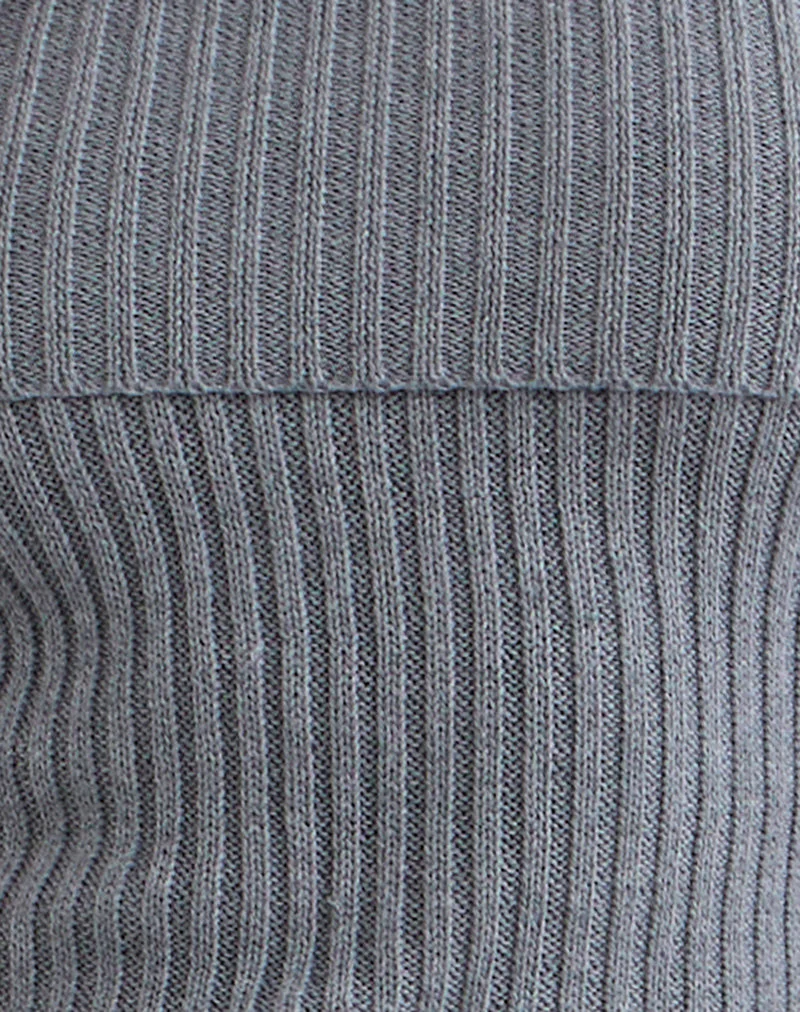 Fahari Foldover Top in Rib Knit Grey - Image 7