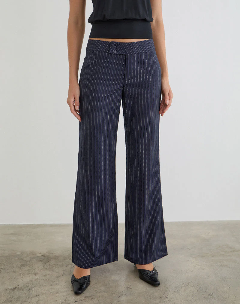 Falita Trouser in Tailoring Navy Stripe - Image 2