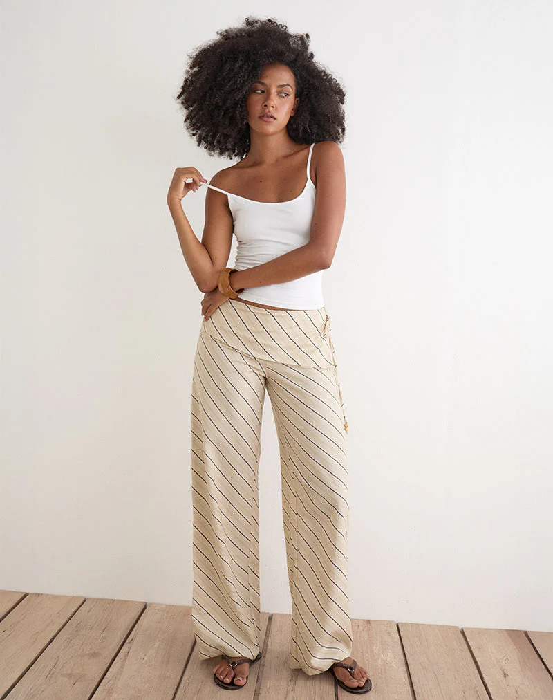 Faria Trouser in Tilt Lines Beige