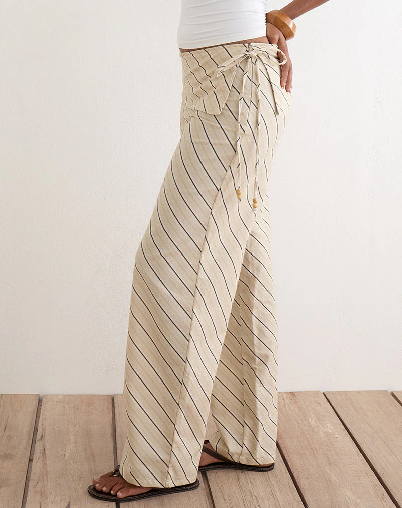 Faria Trouser in Tilt Lines Beige - Image 2