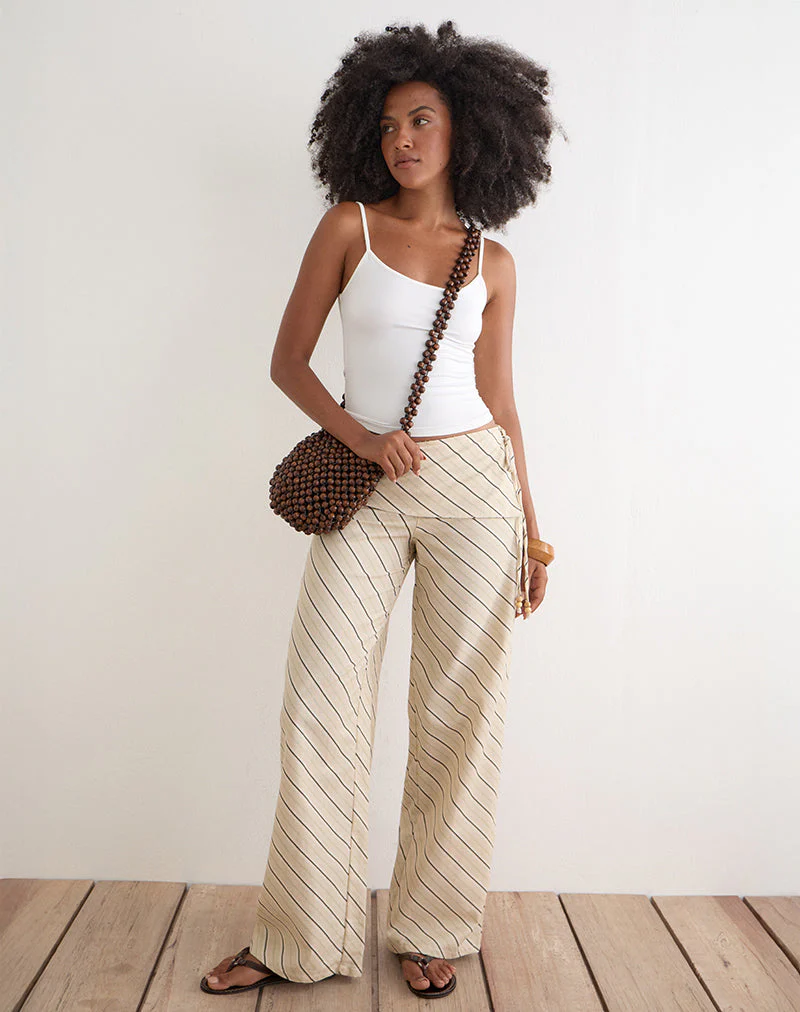 Faria Trouser in Tilt Lines Beige - Image 3