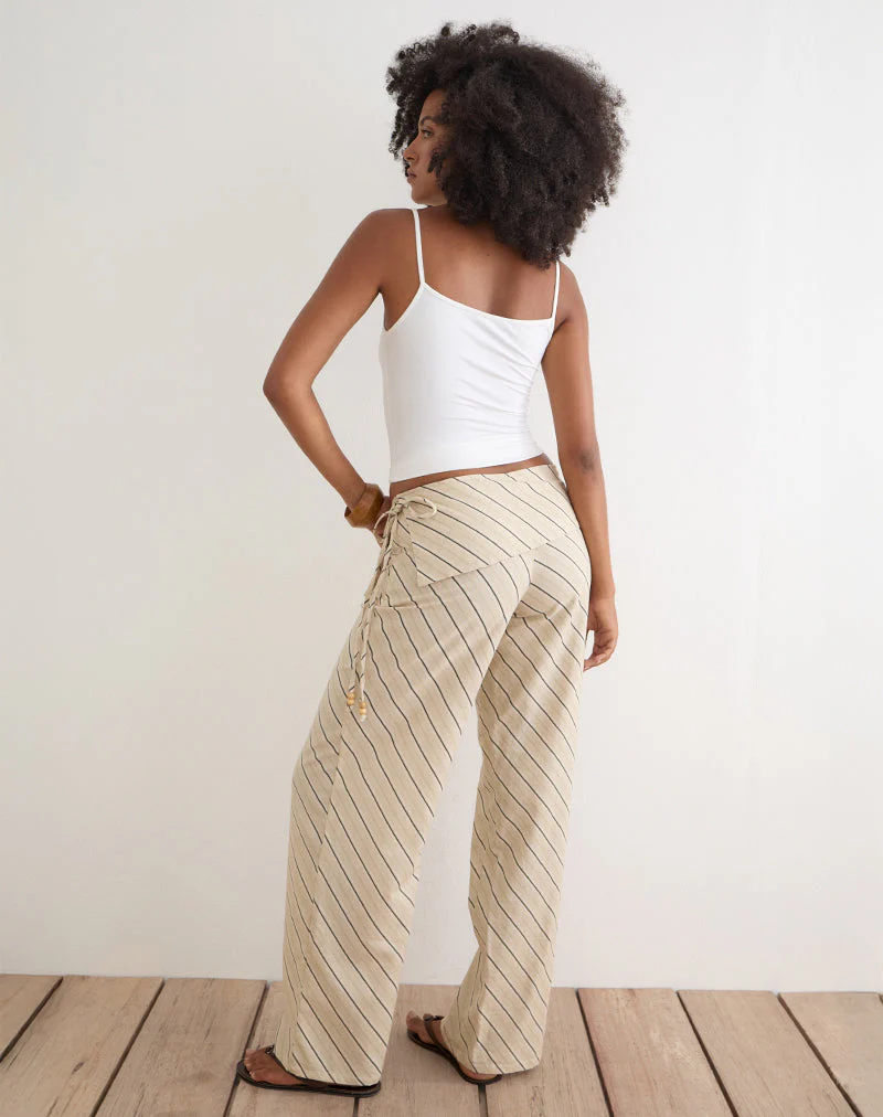 Faria Trouser in Tilt Lines Beige - Image 4