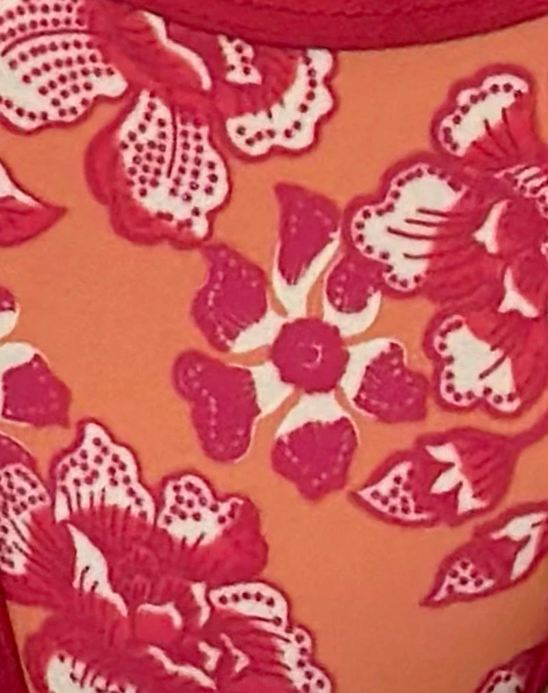 Farida Bikini Bottoms in Floral Fun Orange with Contrast Binding - Image 5