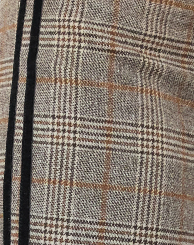 Fatina Trouser in Brown Check with Side Stripe - Image 6