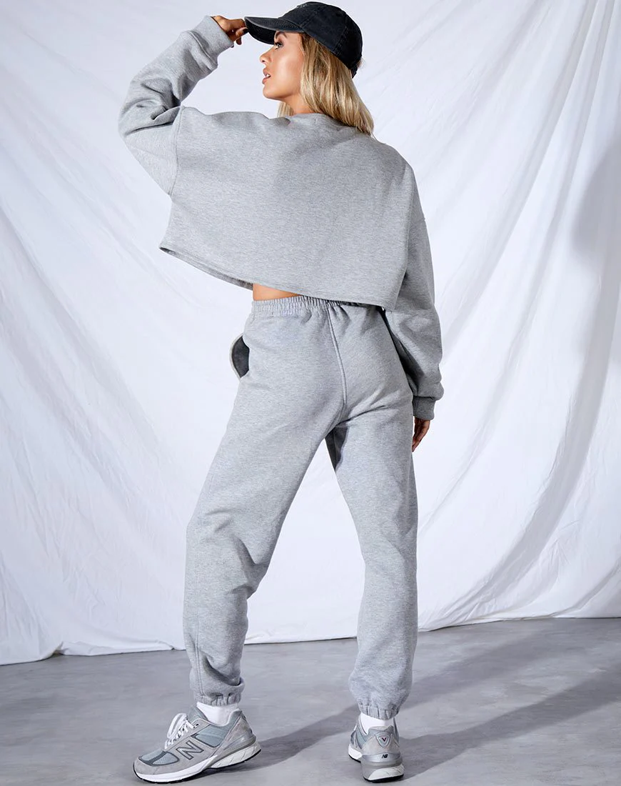 Fawly Crop Top in Grey Marl 'Saint' Embro - Image 3