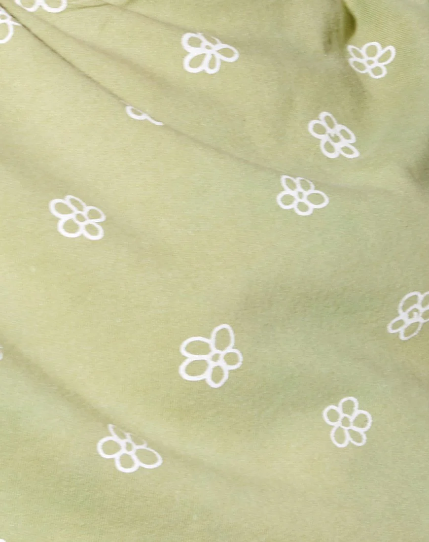 Fawly Crop Top in Small Graffiti Flower Sage - Image 8