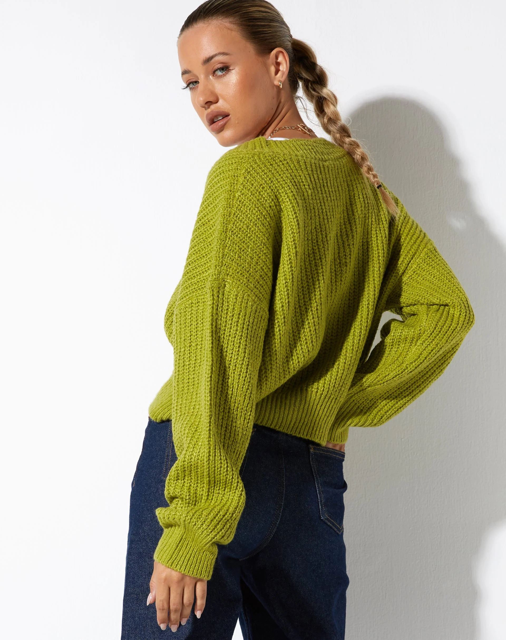 Faya Cardigan in Knit Sour Apple - Image 3