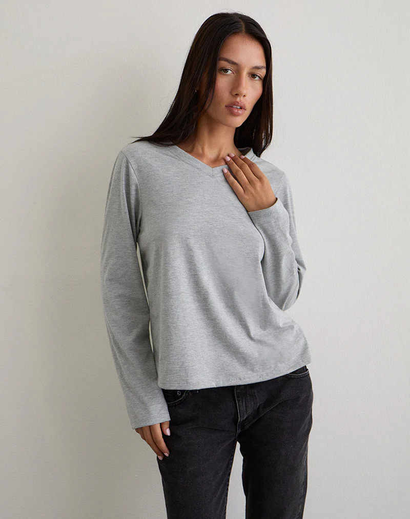 Feman Top in Jersey Grey Marl - Image 3