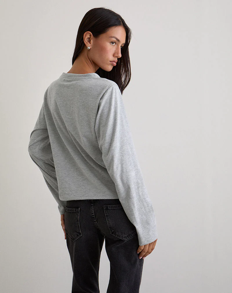 Feman Top in Jersey Grey Marl - Image 5