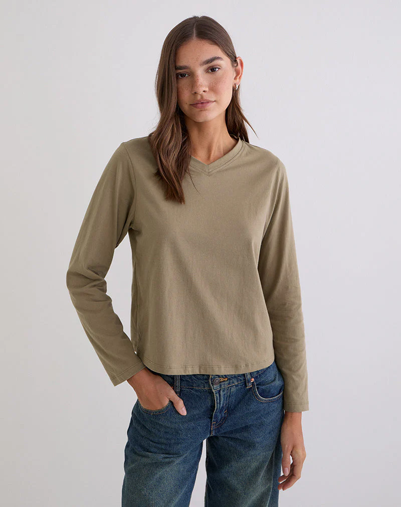 Feman Top in Jersey Khaki