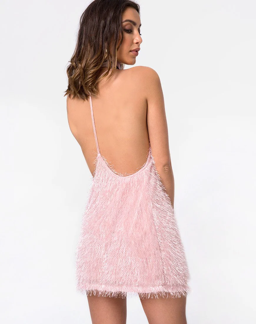 Finn Dress in Plush Fringe Sugar Pink - Image 2