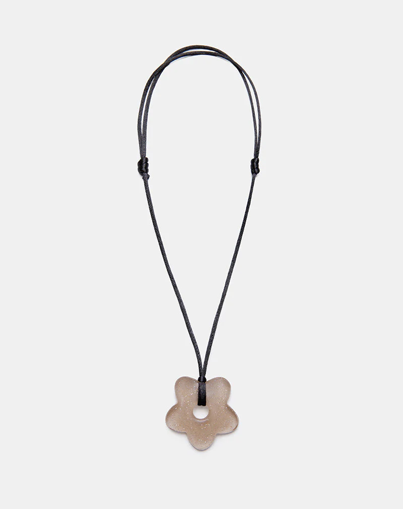 Flower Necklace in Resin Brown - Image 4