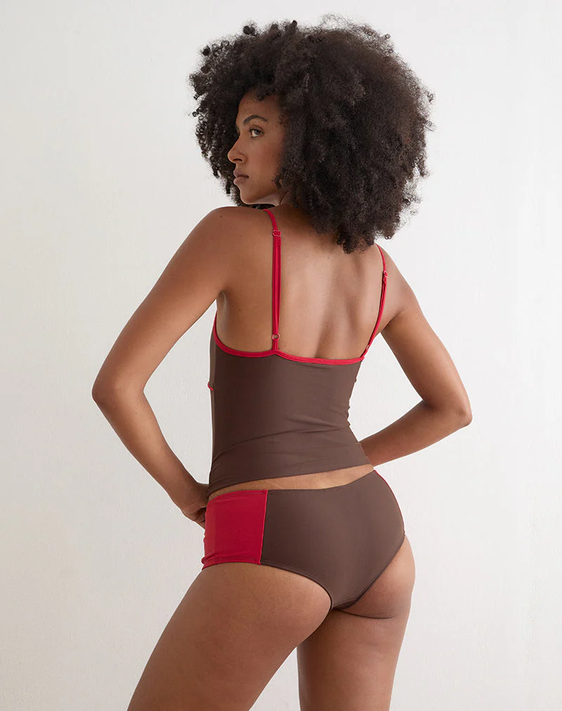 Fraba Tankini in Brown with Red Binding - Image 2