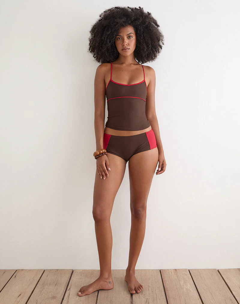 Fraba Tankini in Brown with Red Binding - Image 4