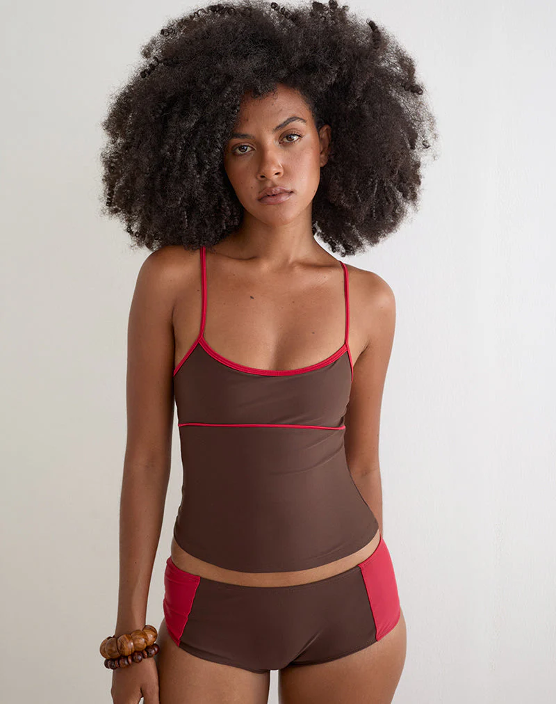 Fraba Tankini in Brown with Red Binding - Image 5