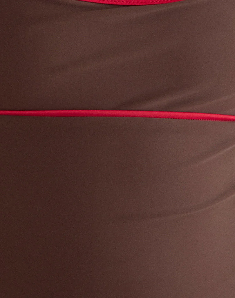 Fraba Tankini in Brown with Red Binding - Image 6