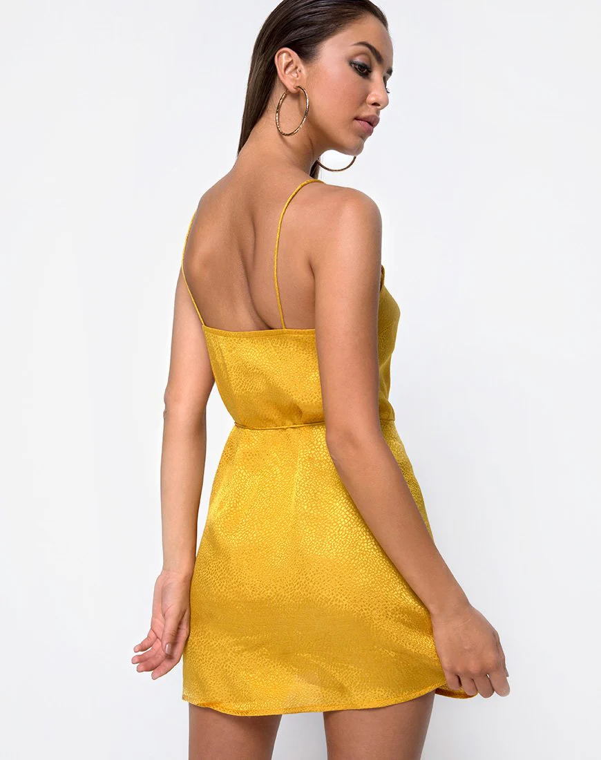 Furia Slip Dress in Satin Mustard - Image 2