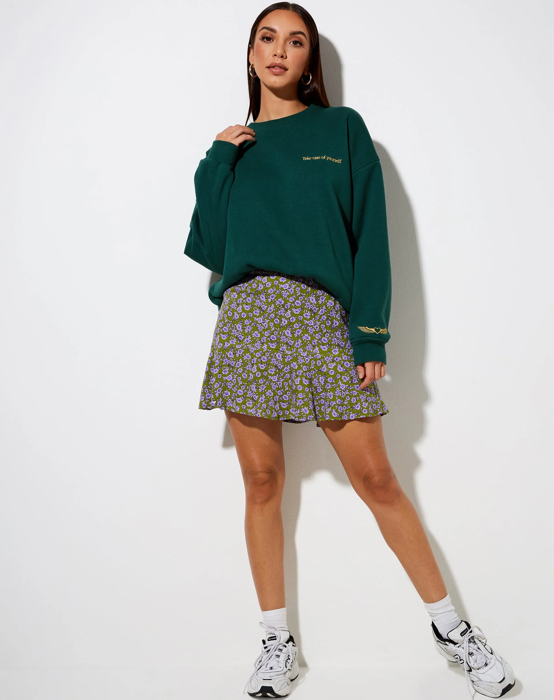 Gaelle Mini Skirt in Autumn Blossom Khaki - Image 2