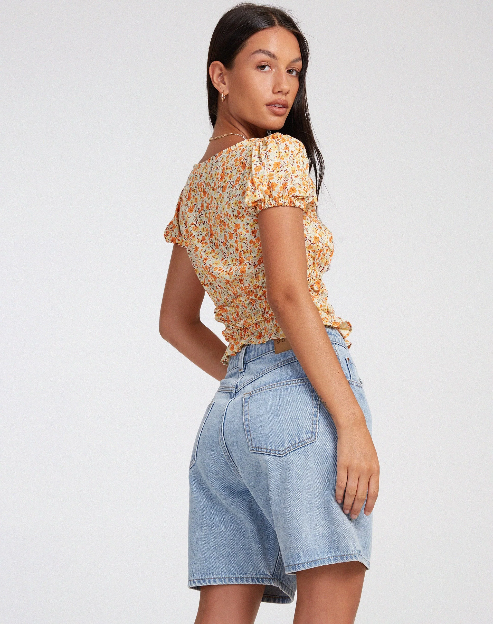 Galo Top in Ditsy Tangerine - Image 3
