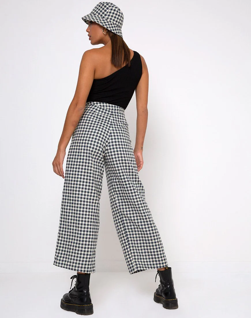 Gamila Culotte Trouser in Gingham Cream - Image 2
