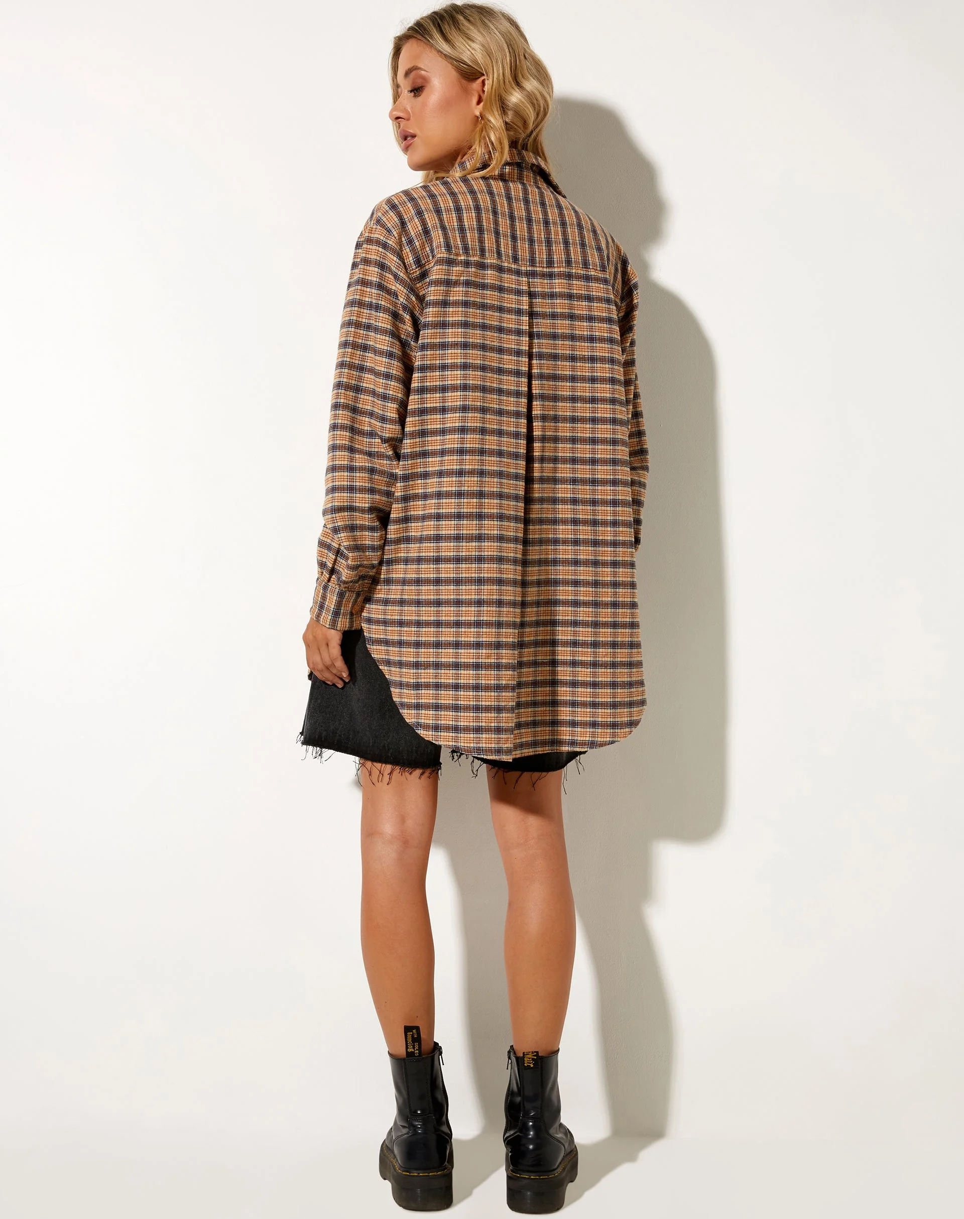 Gane Shirt in Check Brown Tan - Image 6