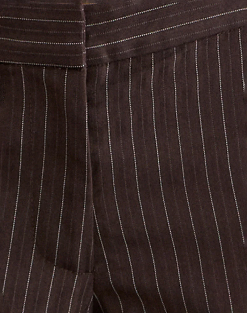 Ganta Slim Trouser in Stripe Chocolate Brown - Image 6