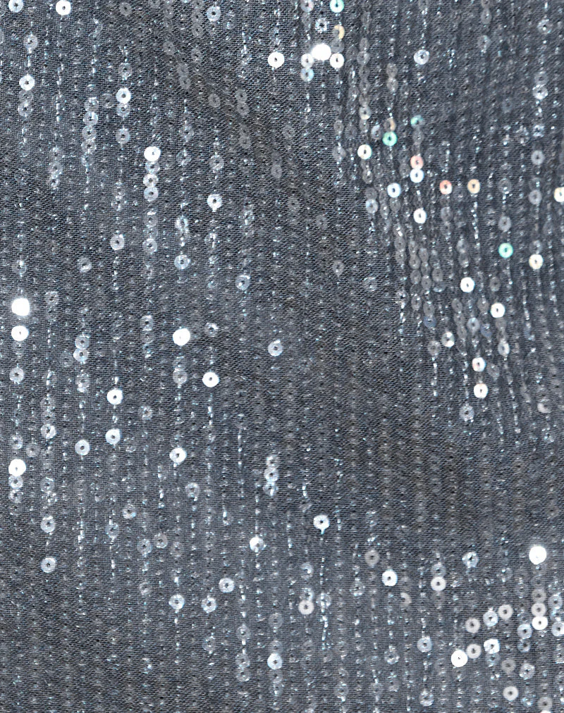 Garida Mini Skirt in Knit Sequin Charcoal - Image 6
