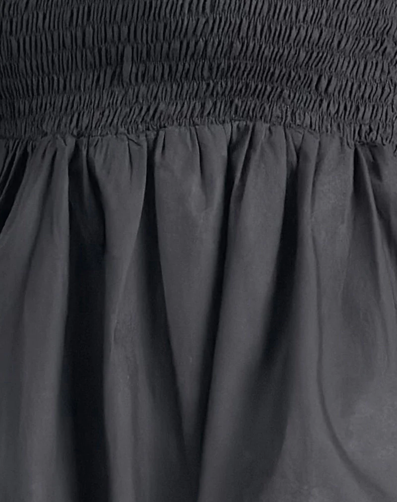 Gaux Puffball Shirred Bandeau Top in Black - Image 6
