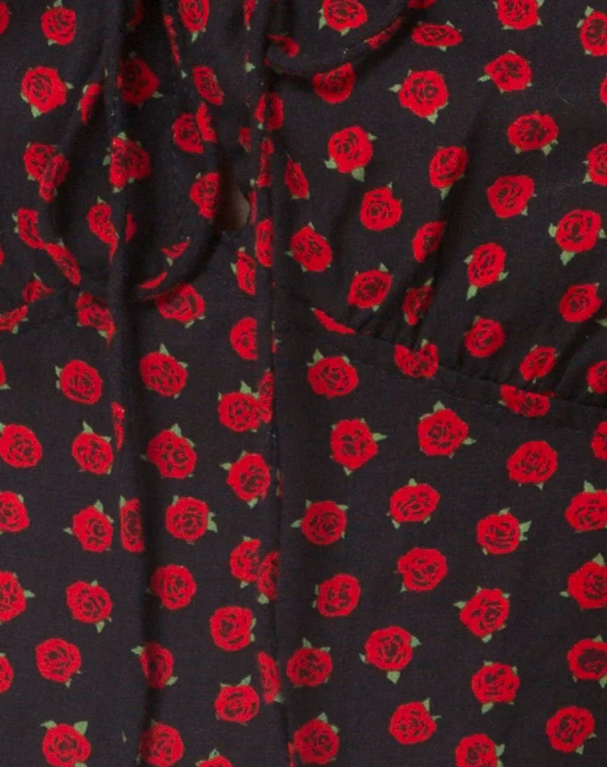 Gaval Mini Dress in Dotty Rose Black - Image 7