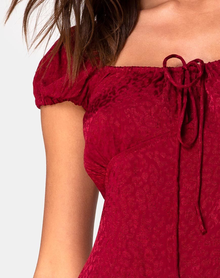 Gaval Mini Dress in Satin Cheetah Raspberry - Image 5