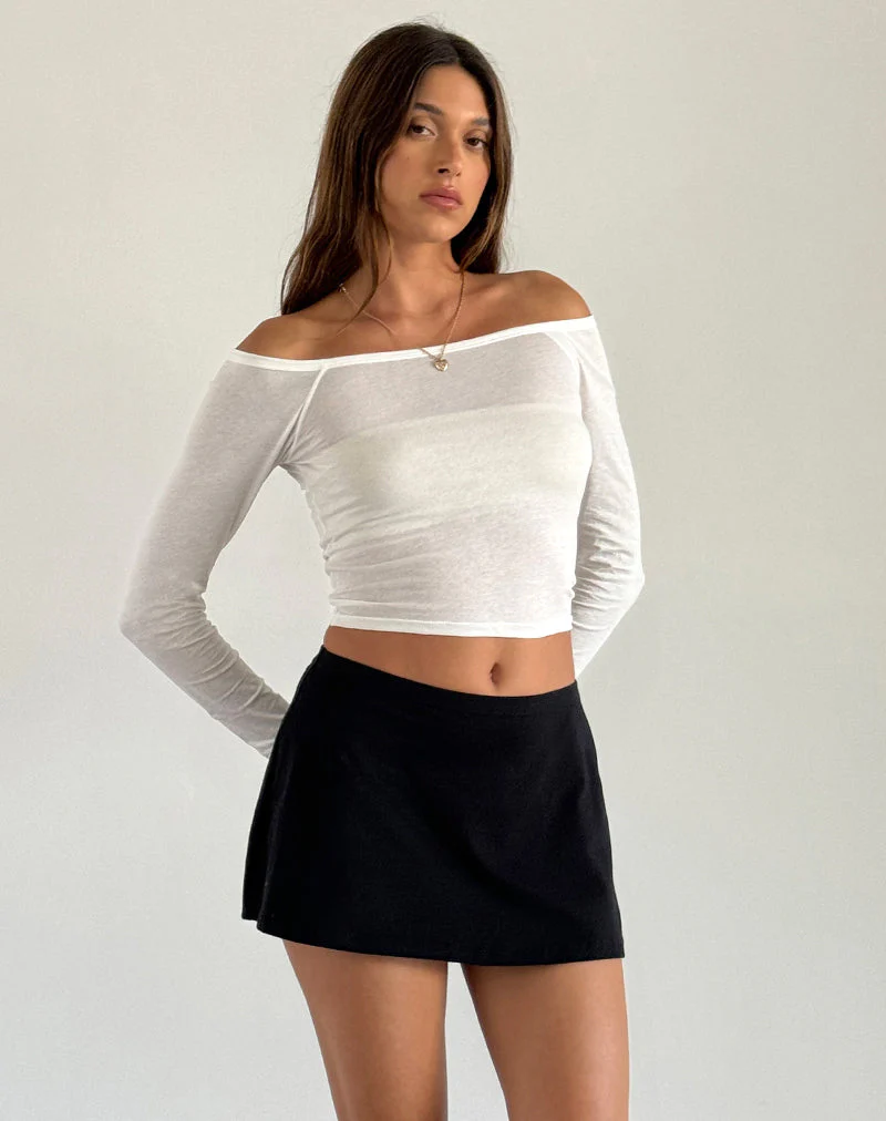 Gavya Long Sleeve Bardot Top in Off White - Image 2