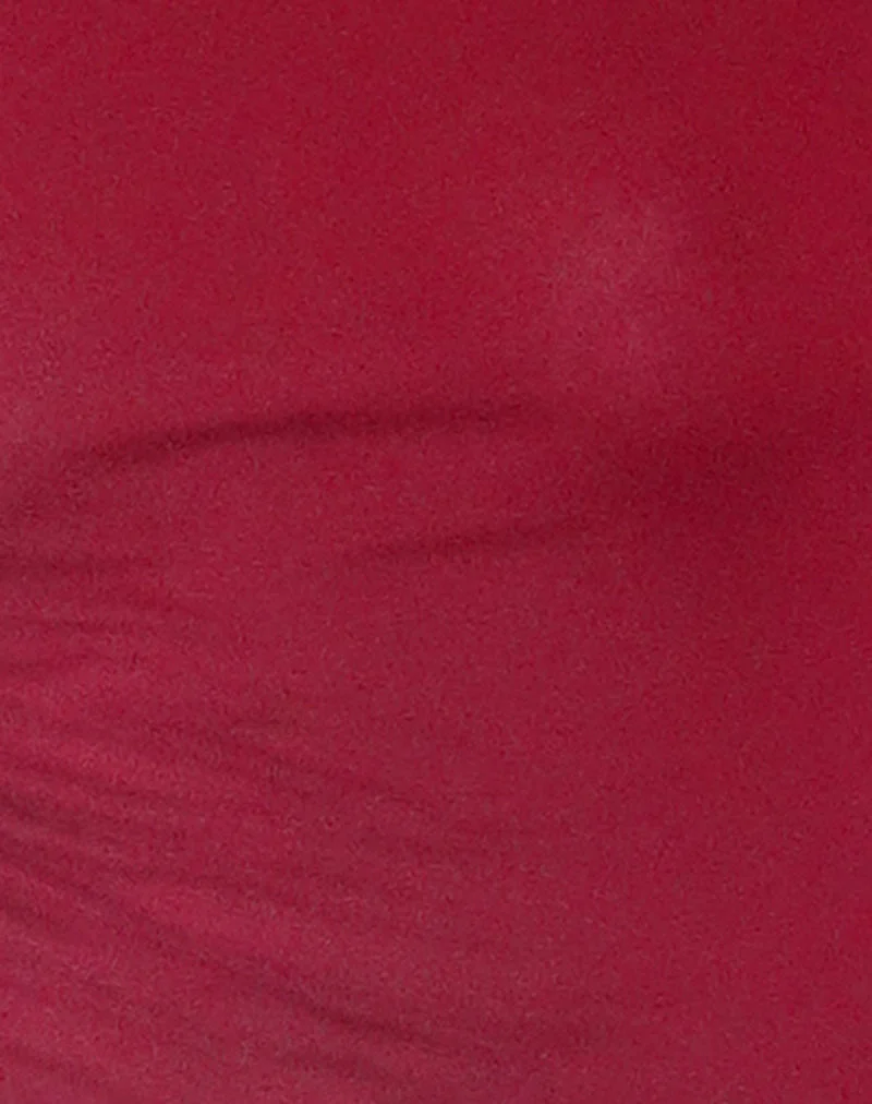 Gavya Long Sleeve Tissue Jersey Bardot Crop Top In Adrenaline Red - Image 6