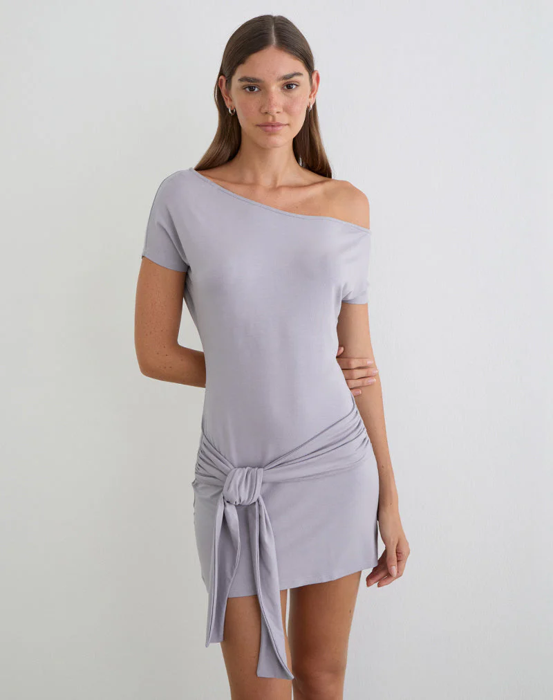 Genya Mini Dress in Lilac Grey - Image 4