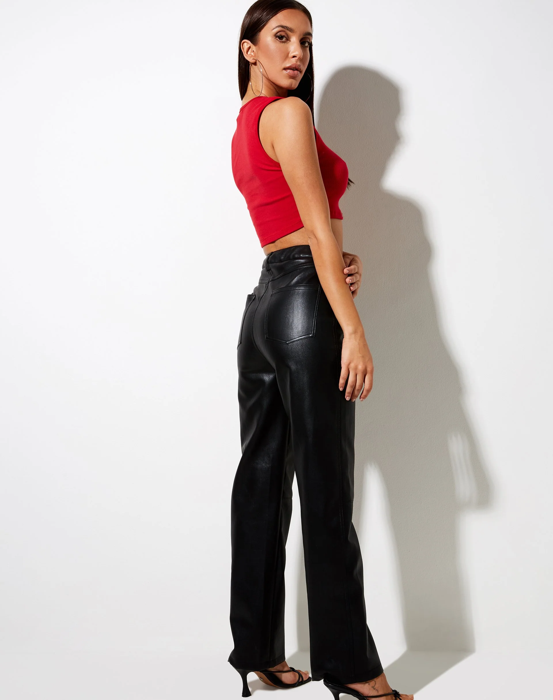 Gimon Crop Top in Racing Red Angelo Embro - Image 4