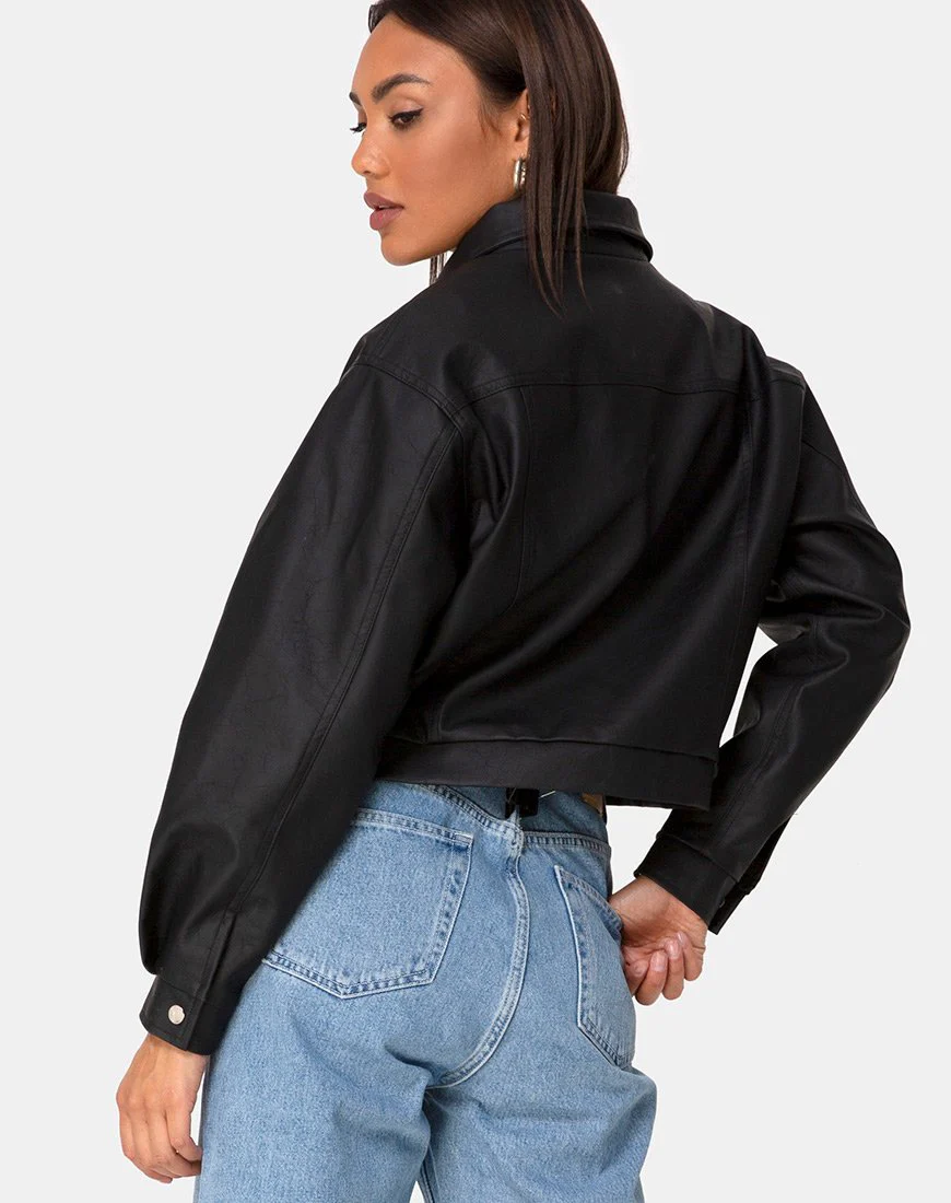Gina Jacket in PU Black - Image 2